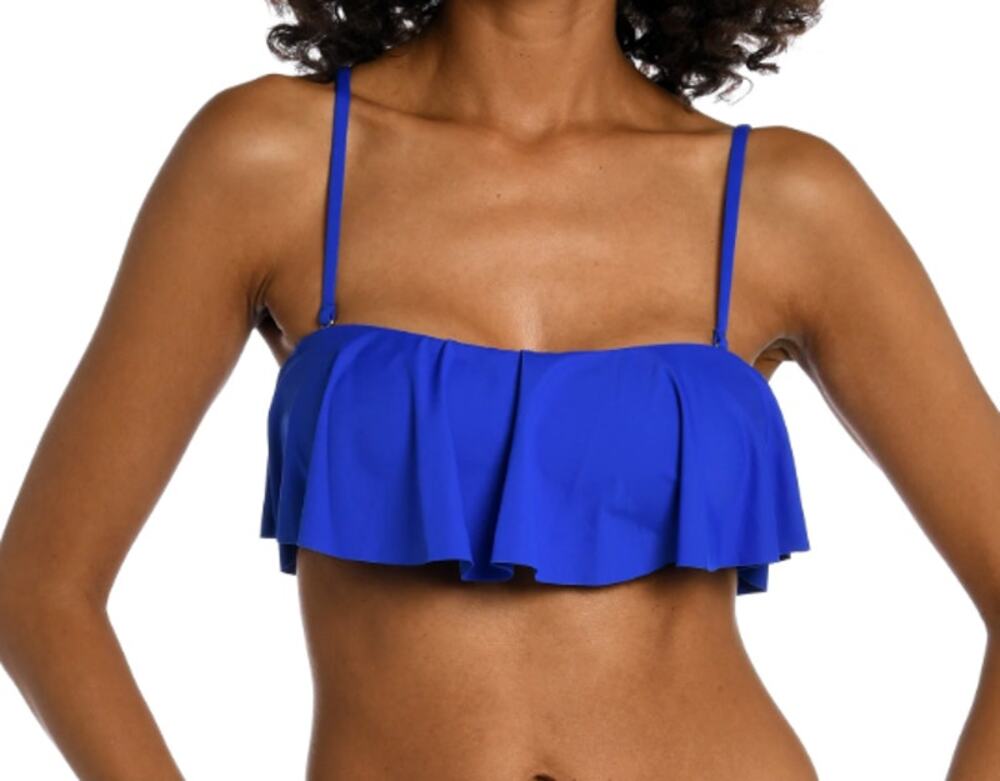 NWT La Blanca Island Goddess Ruffle Bandeau Bra Top - Sapphire Blue 8